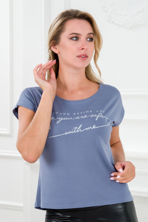 Футболка женская из вискозы Лирика серый You are safe