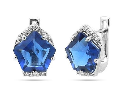 Серьги из серебра танзанит выращ., Диамонд