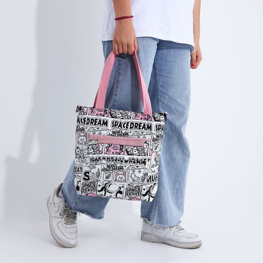 Шопер на молнии, наружный карман, цвет белый/розовый - Simaland фото 9