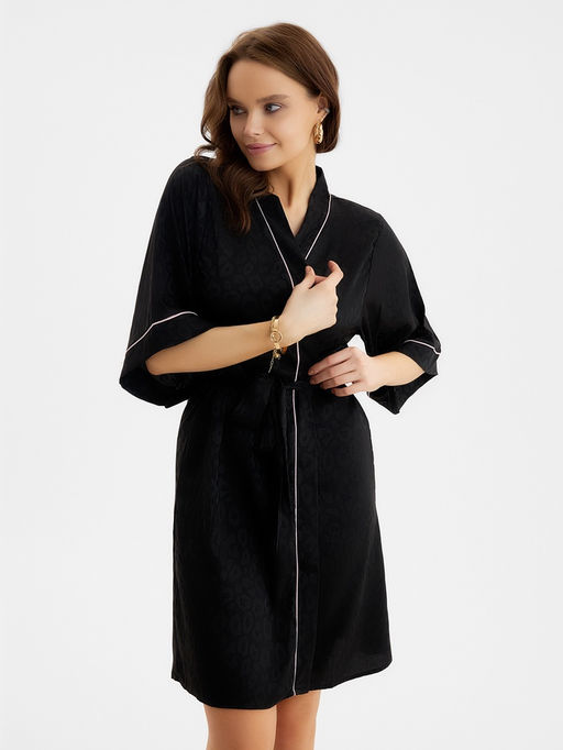 Халат домашний женский KAFTAN Leo black collection, размер 52-54, чёрный