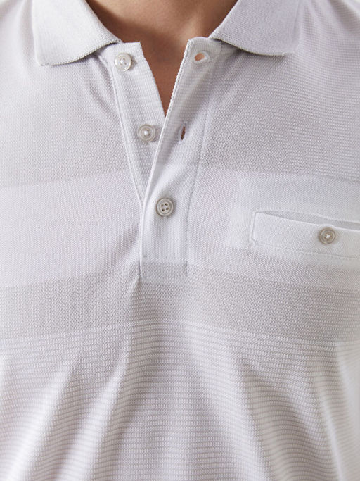 Polo Yaka ?izgili Merserize G?r?n?ml? Erkek Ti??rt