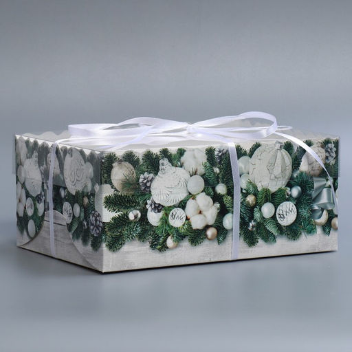 Цена за 5 шт. Коробка для капкейка «Снежные новогодние игрушки», 23×16×10 см