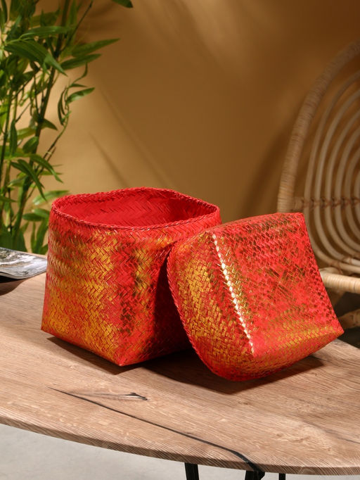 Корзинка плетёная «Голден», 20×20×26 см, розовая