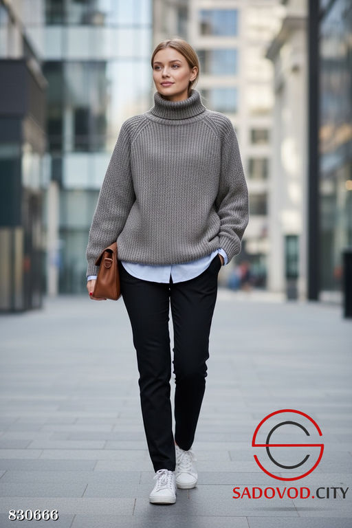 Свитер вязаный однотонный