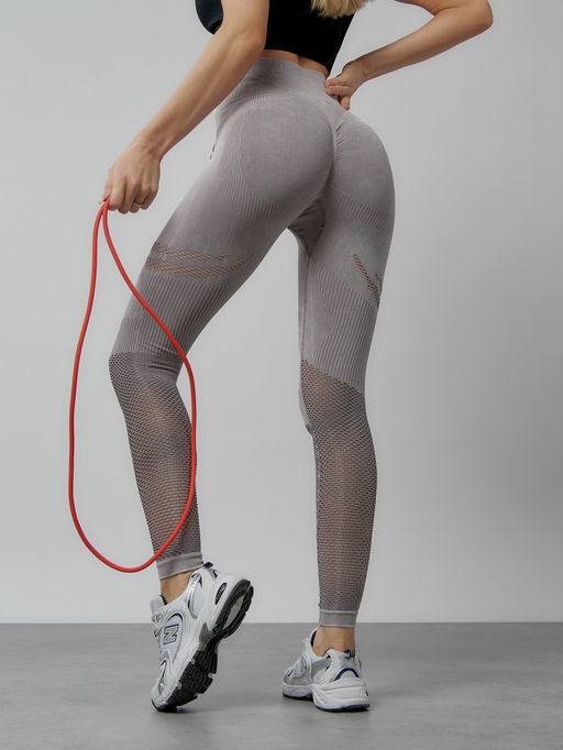 Легинсы для фитнеса женские серого цвета 1004Sr - Mtforce фото 9