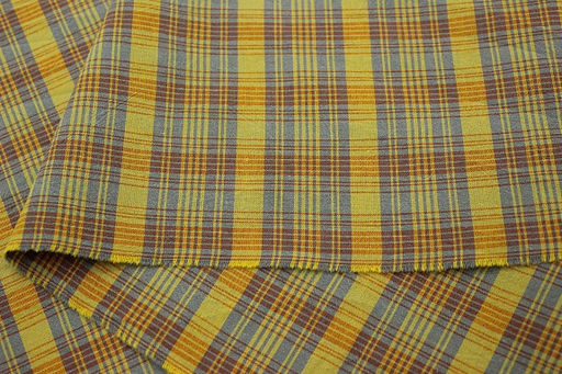 Вареный (стираный) хлопок Клетка цв.св.золотисто-оливковый/серый, ш.2.5м, хл-100%, 115гр/м.кв - Купава фото 4