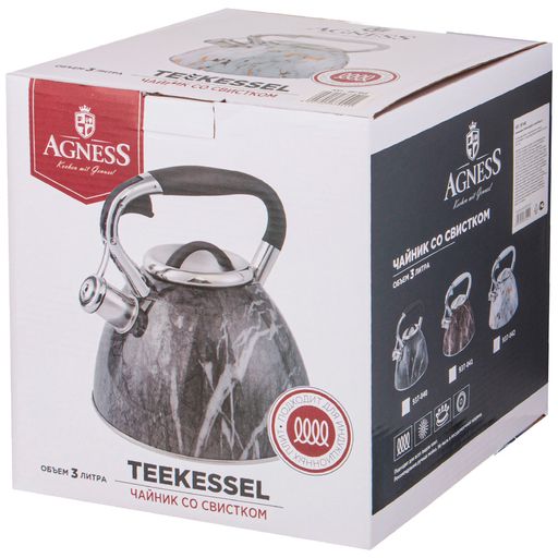 ЧАЙНИК AGNESS СО СВИСТКОМ, СЕРИЯ FANTASY, 3,0 Л, ИНДУКЦИОННОЕ КАПСУЛЬНОЕ ДНО  фото 2