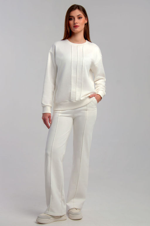 Арт. 2530  Костюм с брюками женский 44-50 (4 шт) Цвет:верх-молочный, низ-молочный