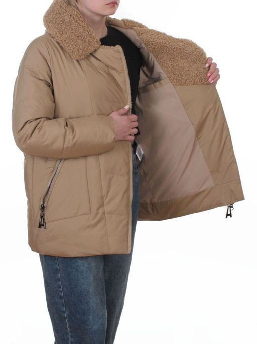 M-8866 DK. BEIGE Куртка зимняя женская (150 гр. холлофайбер)