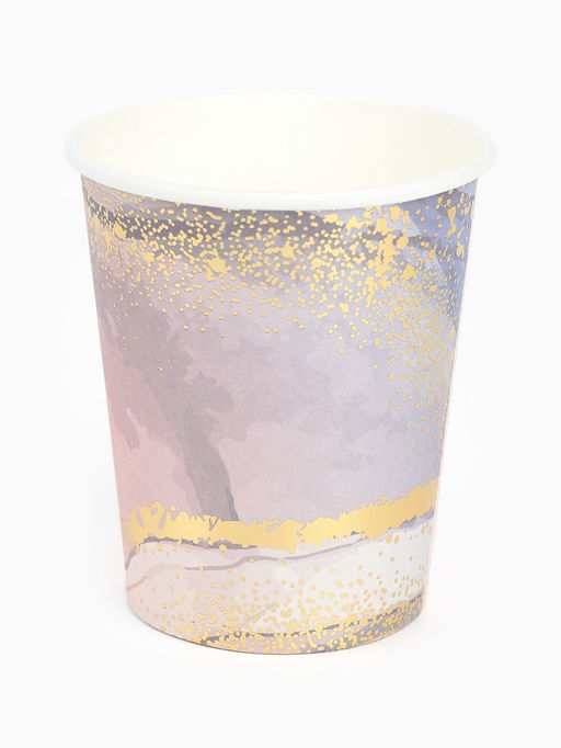 Посуда одноразовая бумажная на 12 персон, 22 предмета, мрамор розовый