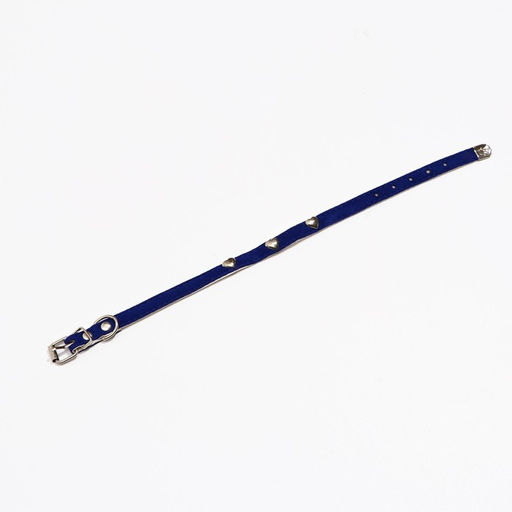 Ошейник бархатистый с сердечками, 32 х 1 см, ОШ 23-29, текстиль и кожзам, синий - Пижон фото 3