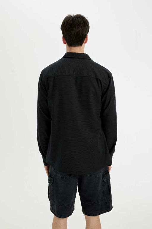 Рубашка Slim Fit из хлопка с длинными рукавами - Defacto фото 5