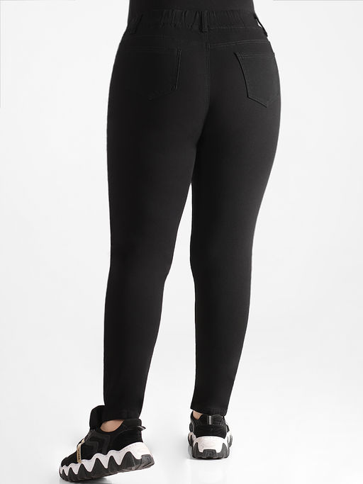 Джеггинсы теплые женские на резинке с завязками - Almond фото 2