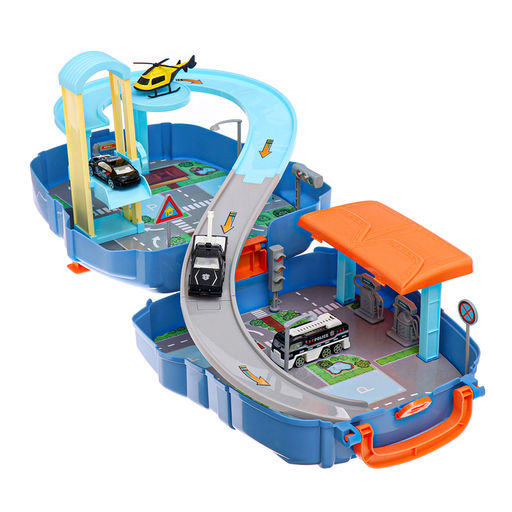 Парковка в рюкзаке Полицейская погоня, 3 машинки, 1 вертолёт - Автоград фото 2