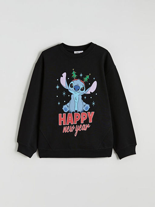 Y?lba?? Temal? Stitch Bask?l? K?z ?ocuk Sweatshirt
