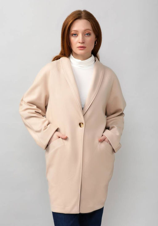 Кардиган оверсайз с воротником шаль бежевый