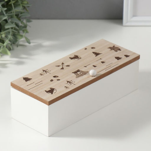 Шкатулка для чая с делениями «Лесные звери», дерево, 23×9×8.3 см