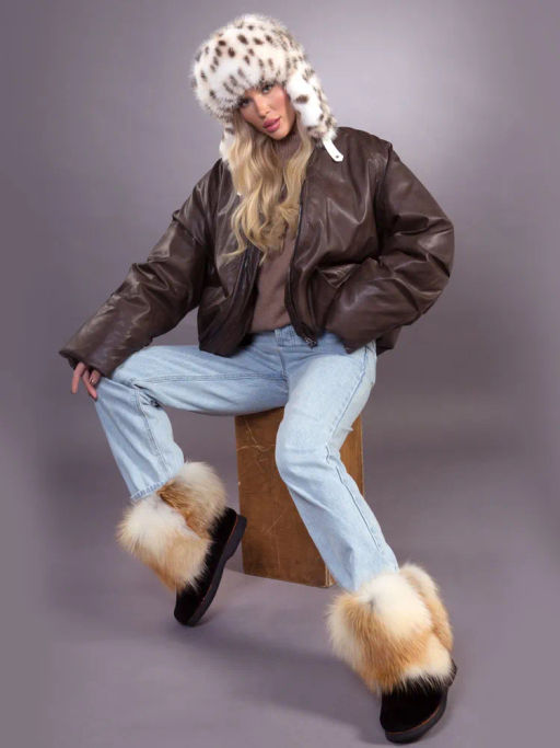 шапка Ушанка экомех рысь - Davidovfox фото 13