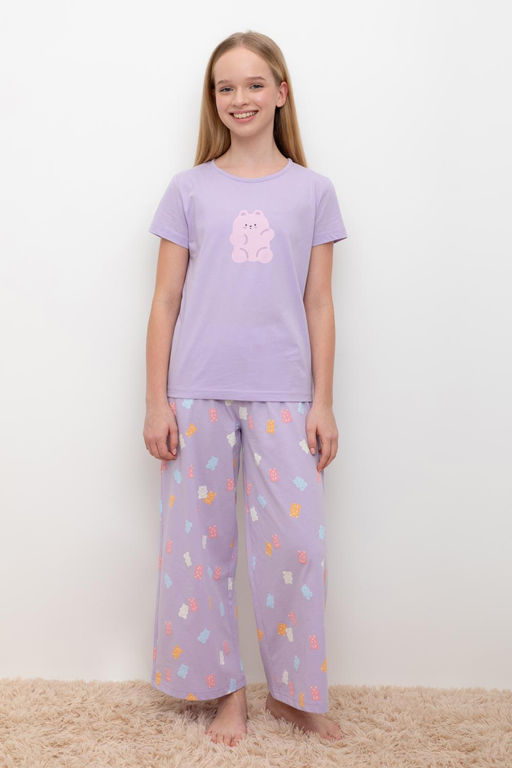 Crockid _ КБ 2827/пастельно-лиловый,мишки пижама для дев