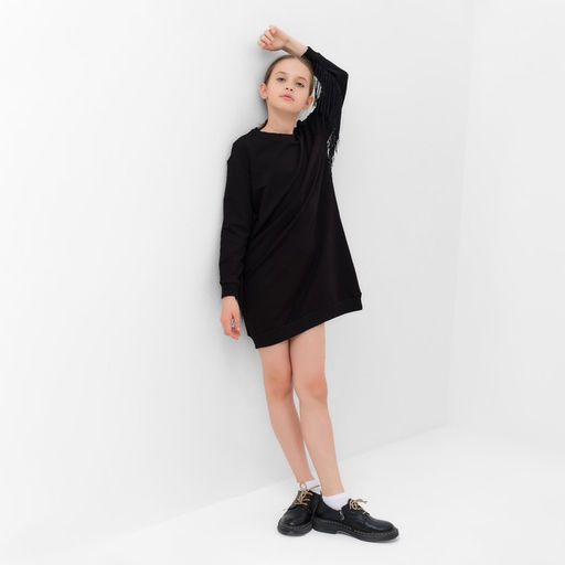 Платье для девочки чёрное прямое MINAKU: Casual Collection, рост 158 см