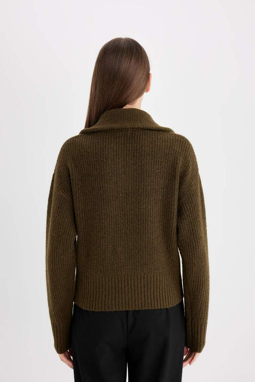 Свитер из ткани Selanik с полумолнией Relax Fit - Defacto фото 6