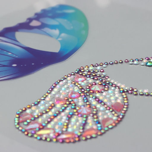 Наклейка - стразы на лицо Пара крыльев розовой бабочки, 16?17 см