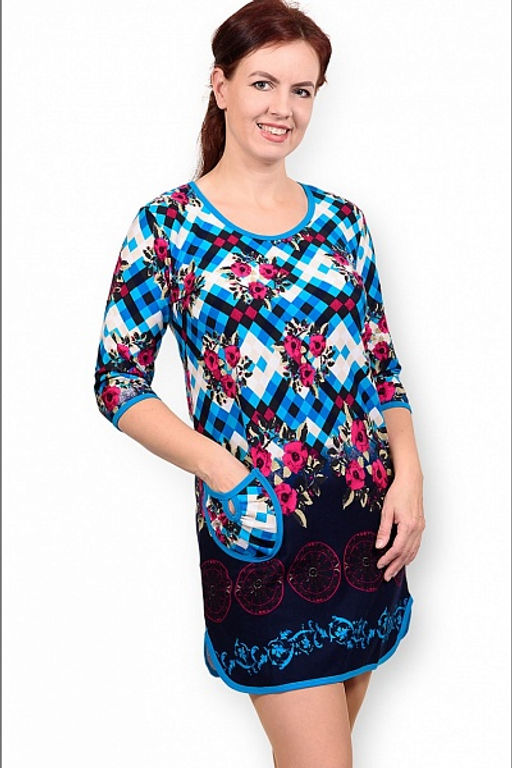 Туника интерлок - пенье купон, голубой (221-3)