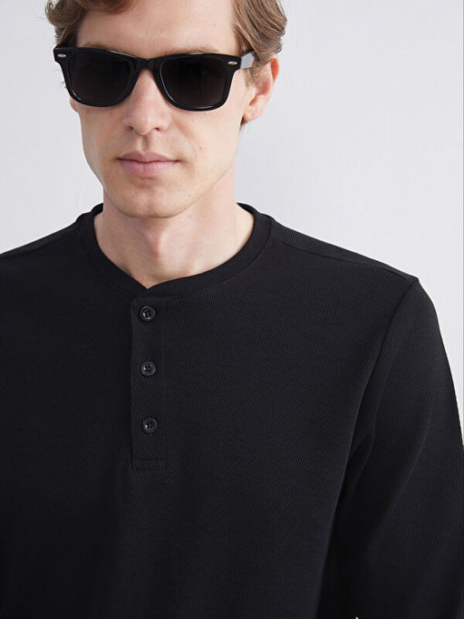 Bisiklet Yaka Uzun Kollu Erkek Pijama ?st