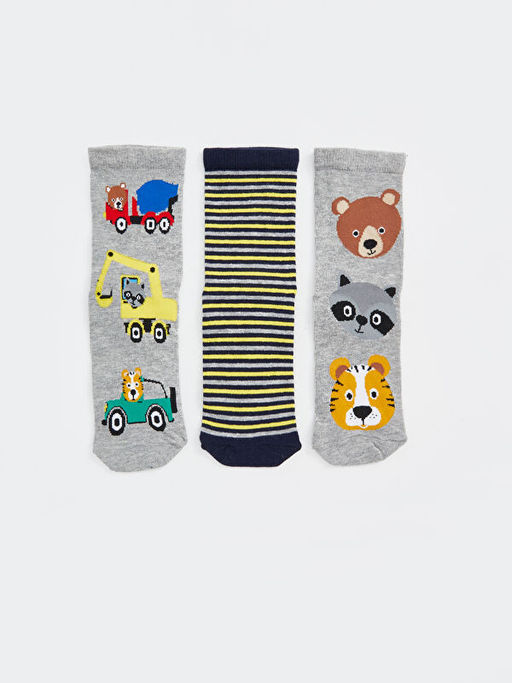 Desenli Erkek ?ocuk Soket ?orap 3l?