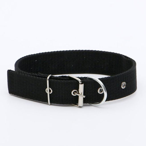 Ошейник клепаный, 48,5 х 3 см, ОШ 31-40 см, полиэстер, чёрный - Пижон фото 2