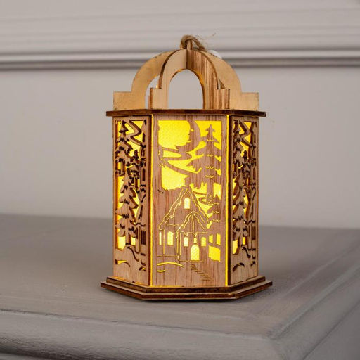 Ёлочная игрушка Фонарь с домиком, 13х9х9 см, от батареек, свечение тёплое белое - Luazon lighting фото 3