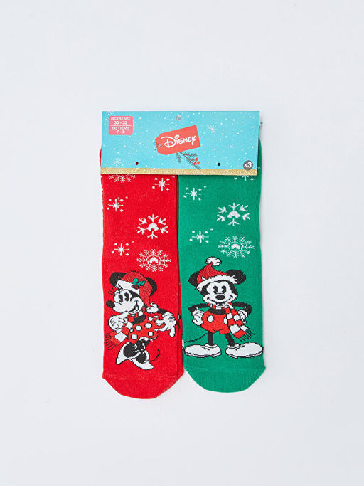 Minnie Mouse Desenli Y?lba?? Temal? K?z ?ocuk Soket ?orap 3l? - Waikiki фото 2
