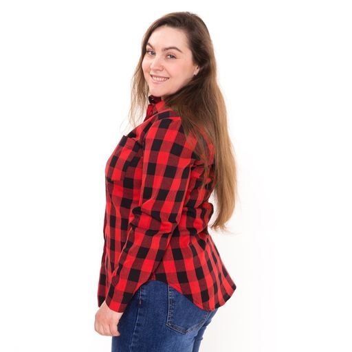 Рубашка женская, красно-чёрная клетка, размер 54
