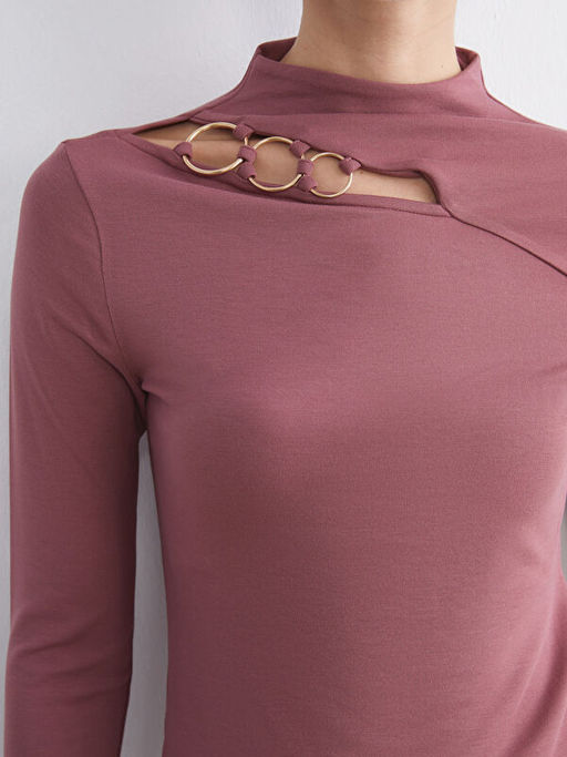 Dik Yaka Pencere Detayl? Kad?n Ti??rt