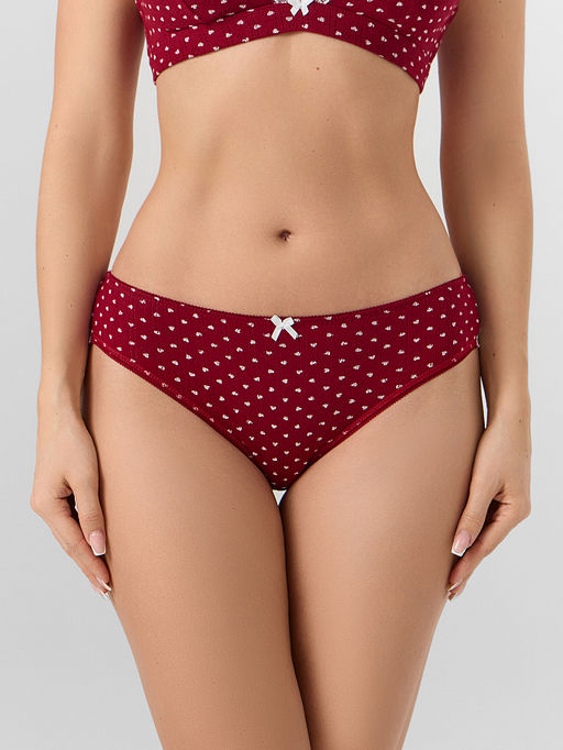 Цена за 2 штуки! Трусы слипы женские красные с принтом в сердечко - Mark formelle фото 2