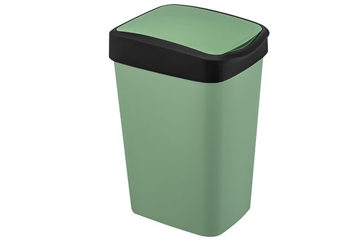 Ведро для мусора с подвижной крышкой 10 л 23,5*19,5*33,7 см Тандем зеленый/черный (841045) - Elan gallery фото 7