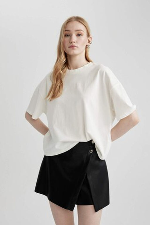 Coool Loose Fit Basic Duz K?sa Kollu Tisort - Defacto фото 2