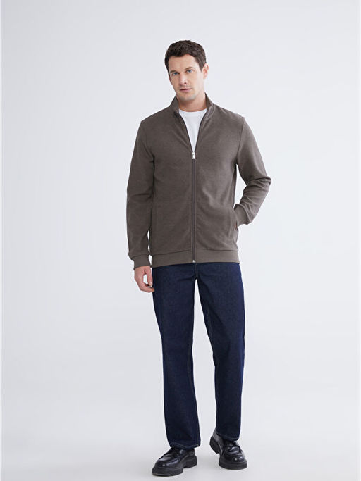 Dik Yaka Erkek Fermuarl? Sweatshirt