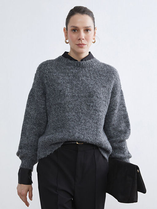 Bisiklet Yaka Kad?n Triko Kazak