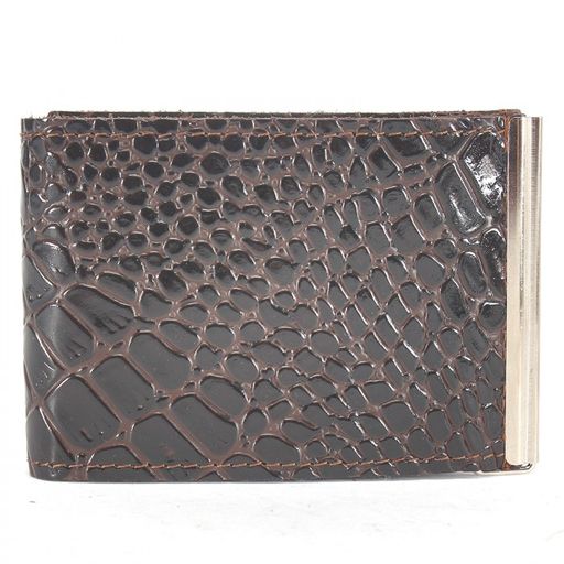 Зажим для купюр Croco-зк-300 (карм на мелочи, 2 кнопки) натуральная кожа коричневый крокодил (238) 226925  фото 2