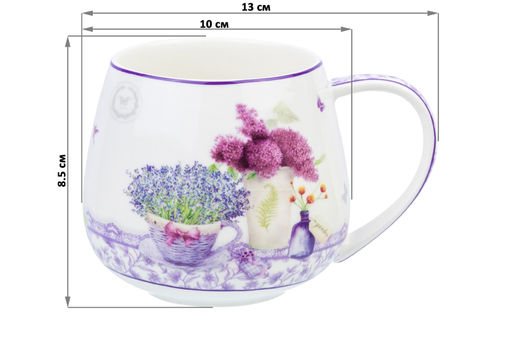 Кружка 450 мл 13*10*8,5 см Лаванда бочонок, NEW BONE CHINA - Elan gallery фото 2