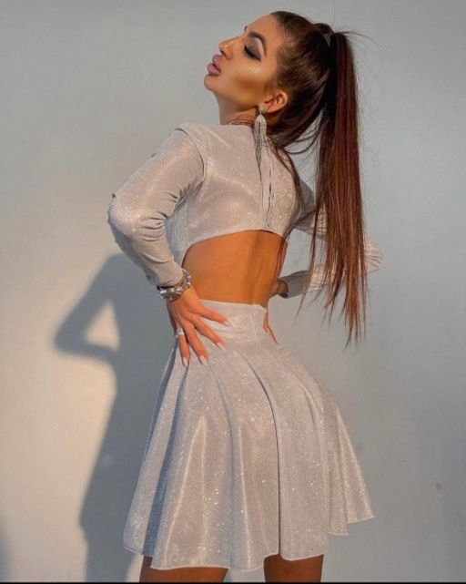 Платье люрекс с открытой спиной светлое серебро O114