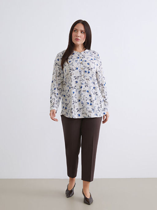 Hakim Yaka ?i?ekli Bluz