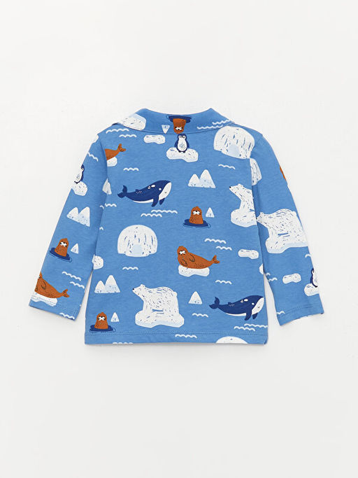 Polo Yaka Uzun Kollu Bask?l? Erkek Bebek Pijama Tak?m? - Waikiki фото 3