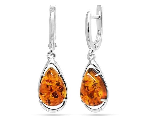 Серьги из серебра янтарь, СП74