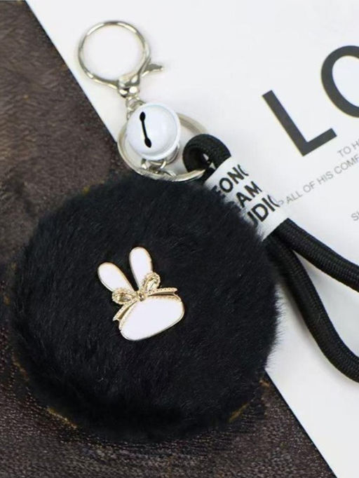 Плюшевое раскладное зеркало брелок "Bunny", чёрное (7*7 см)