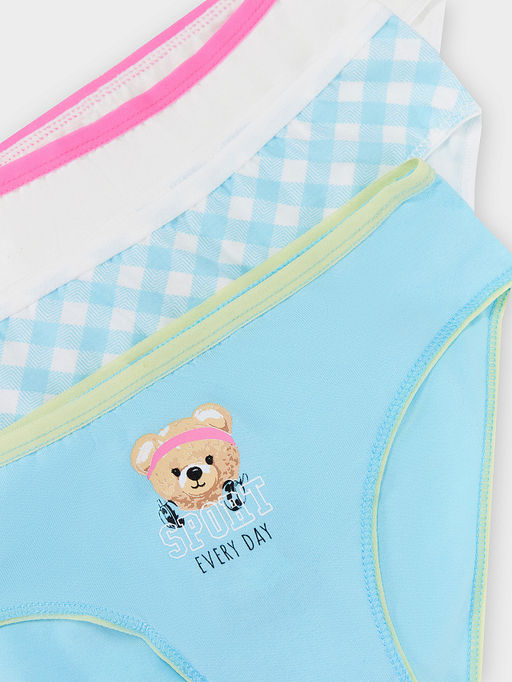 Трусы для девочек мультипак (3 шт.) голубые с печатью - Mark formelle фото 3