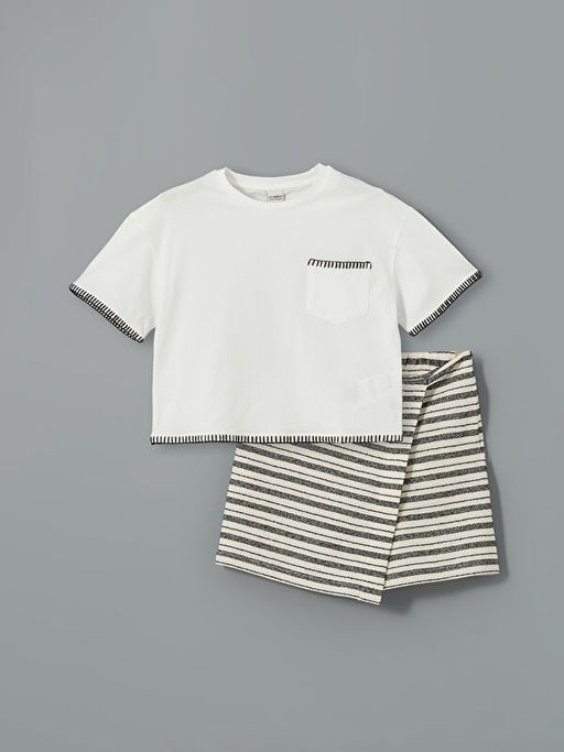 Bisiklet Yaka K?z ?ocuk Ti??rt ve ?ort Etek