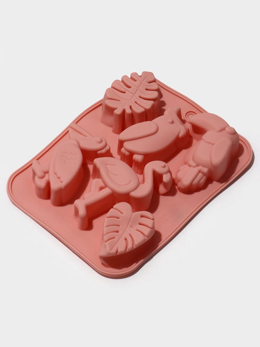 Форма для выпечки Доляна Тропики, силикон, 18?14?2.5 см, розовая  фото 3