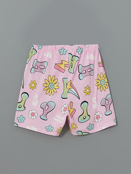 Beli Lastikli Bask?l? K?z ?ocuk Pijama ?ort